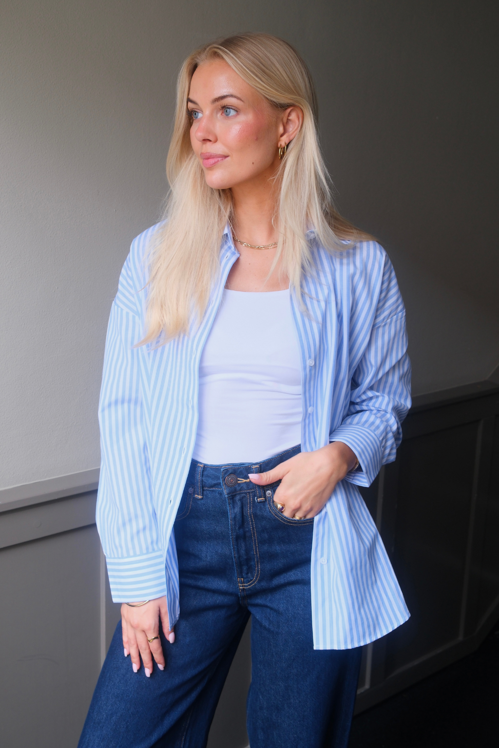 Layla Striped Shirt - Light Blue