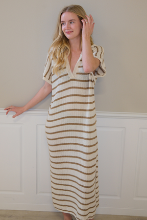 Victoria Dress - White/Beige