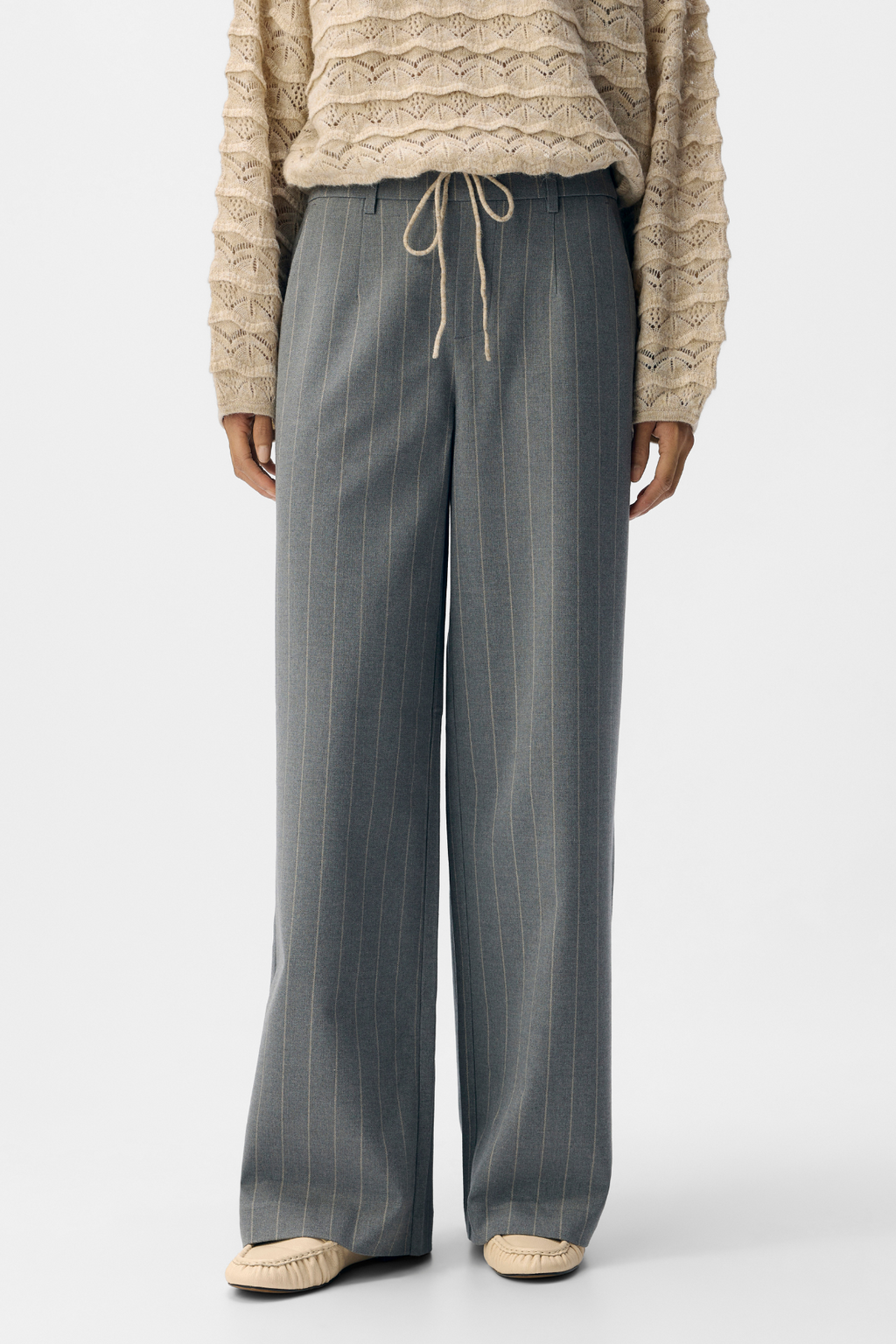 Lisa Wide Pant AOP - Μεσαίο γκρι Melange