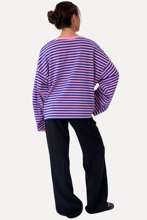 Cleo Blouse - Blue/Pink