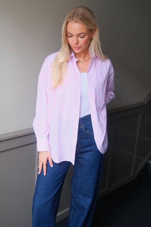 Layla ριγέ πουκάμισο - ροζ