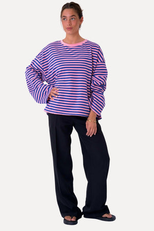 Cleo Blouse - Blue/Pink