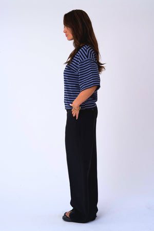 Zoe T-shirt - Black/Denim Blue