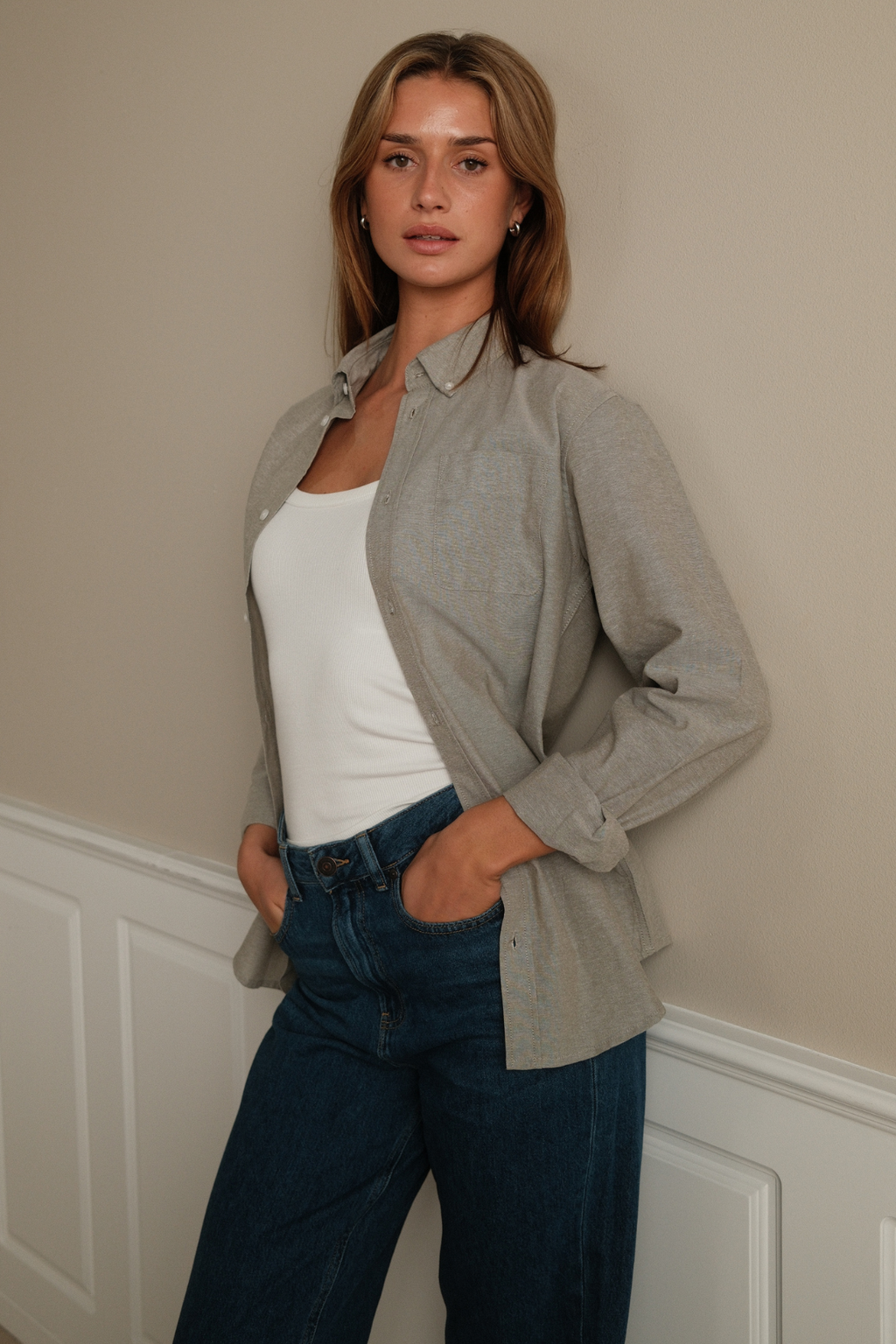 Boyfriend Oxford Shirt - Grey