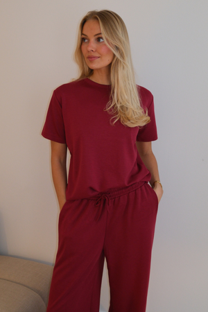 Leah Loose T -shirt - Βουργουνδία
