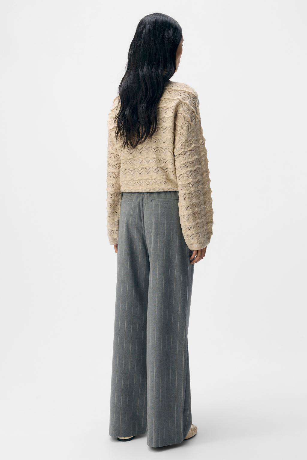 Lisa Wide Pant AOP - Μεσαίο γκρι Melange