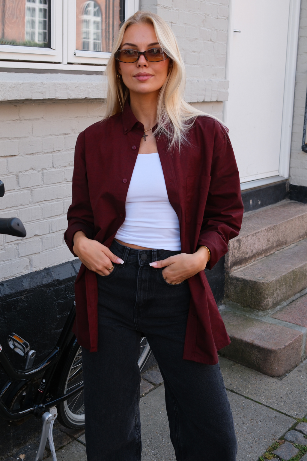 Boyfriend Oxford πουκάμισο - Βουργουνδία