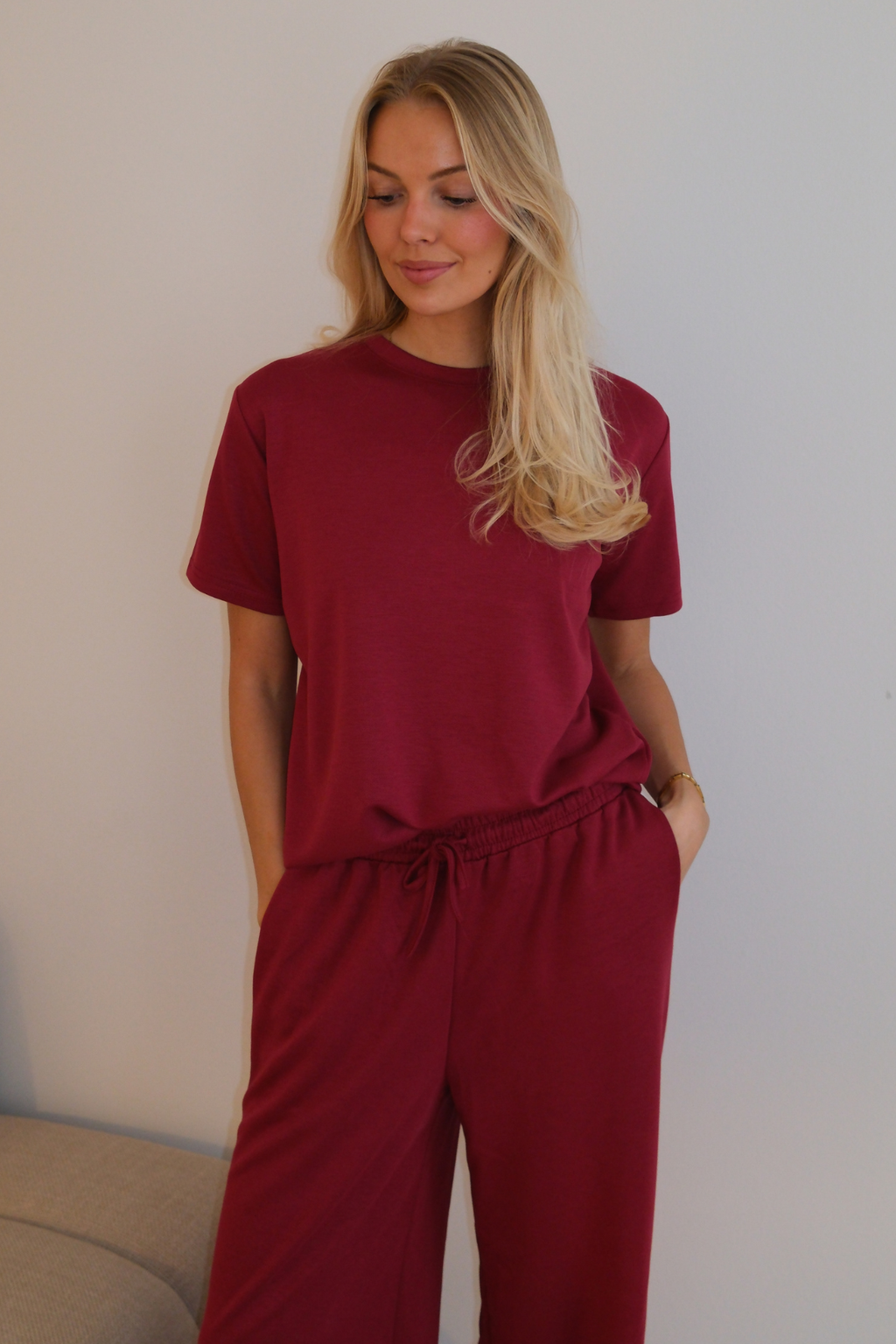 Leah Loose T -shirt - Βουργουνδία