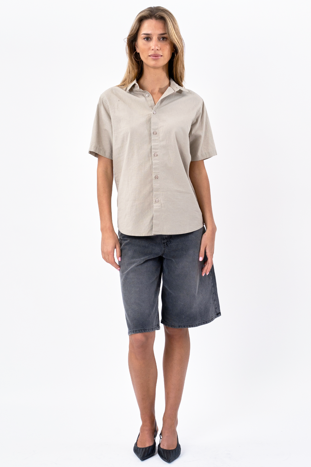 Short Sleeve Linen Shirt - Sand