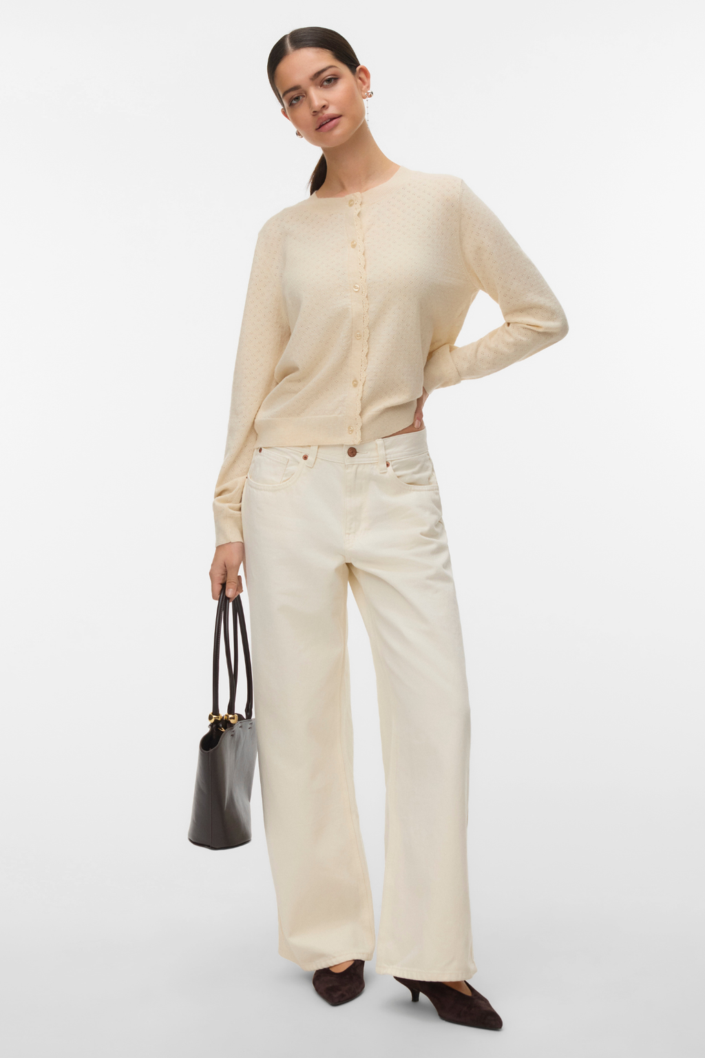 Marina Pointelle Cardigan - Birch