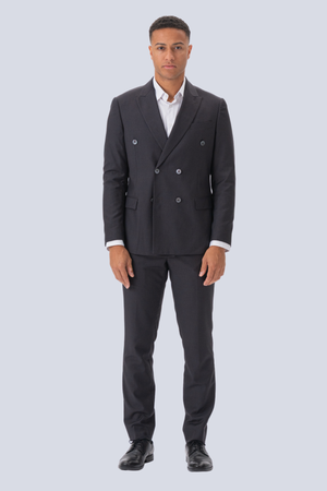 Premium Double-breasted Suit (Grey-brown)