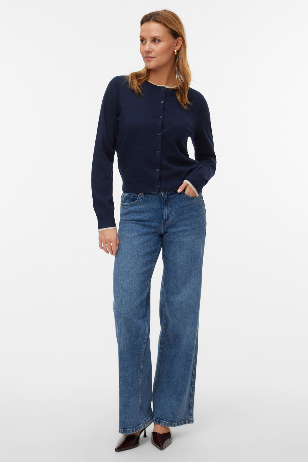 Υπέροχη ζακέτα με λαιμόκοψη - Navy Blazer w. Σημύδα