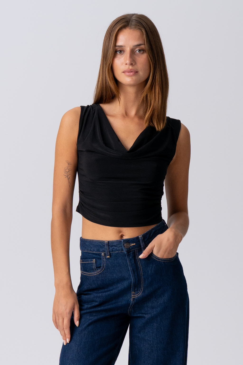 Elisa Waterfall Top - Black