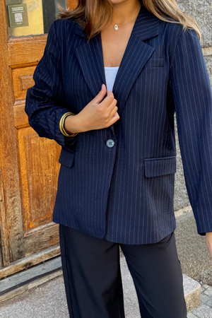 Oversized Blazer - Navy Pinstripe