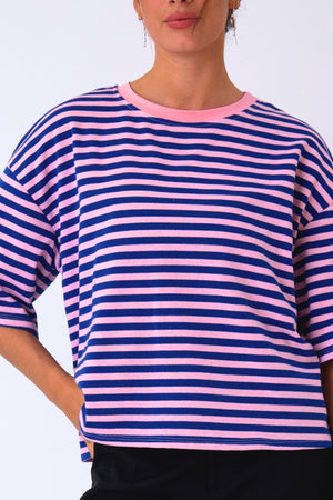 Zoe T-shirt - Blue/Light Pink