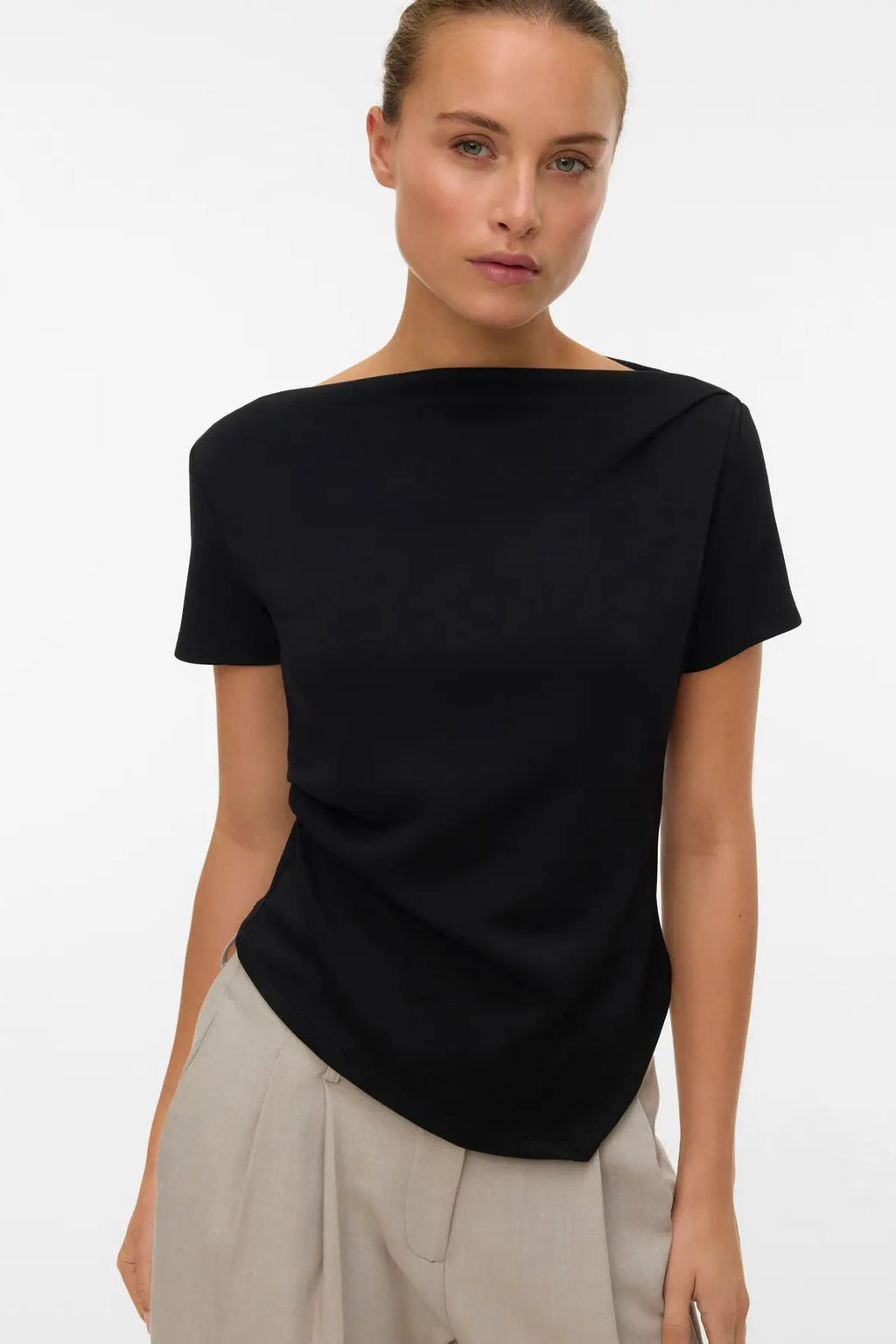 Mille Boatneck Short Top - Μαύρο