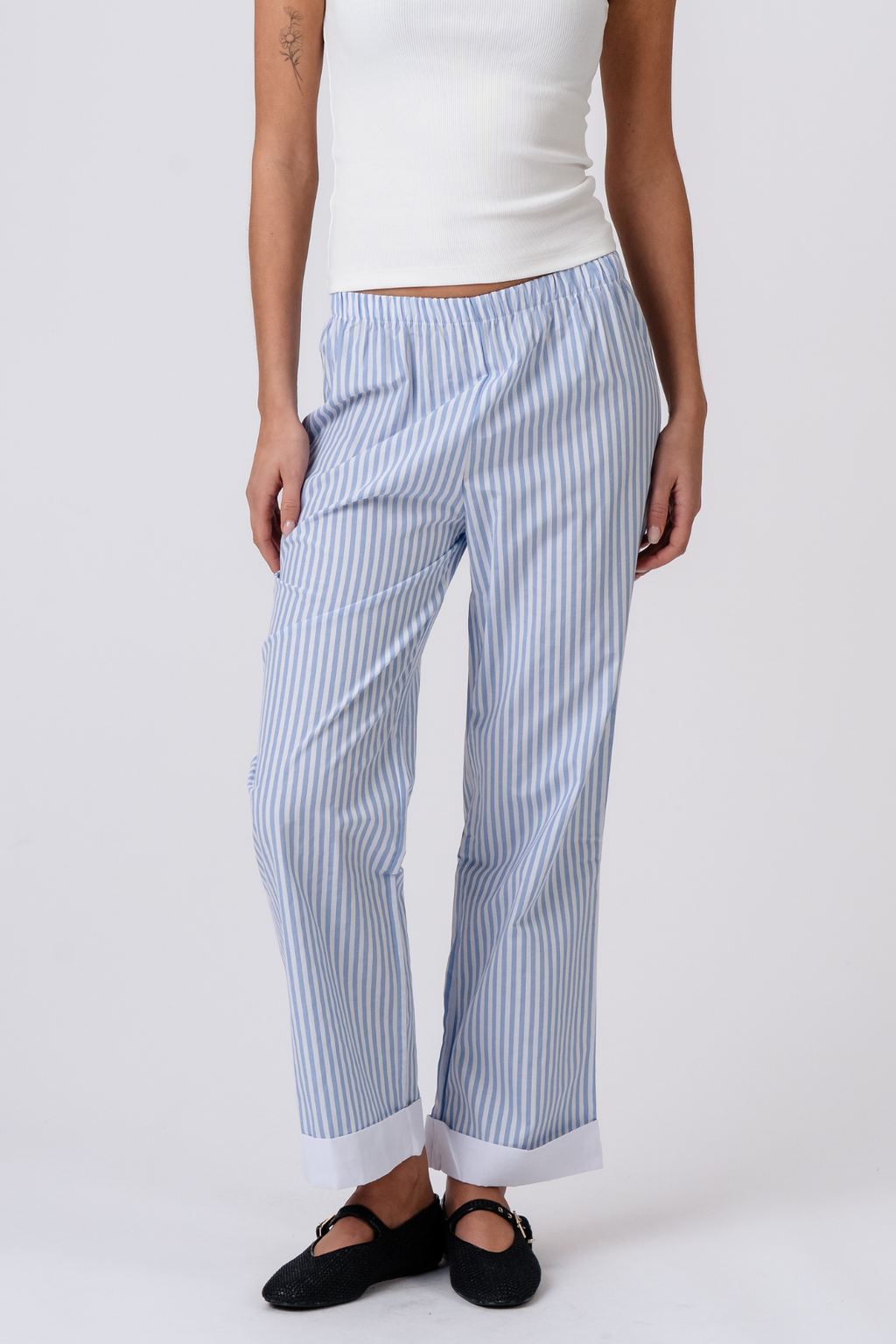 Layla Striped Pants - Light Blue