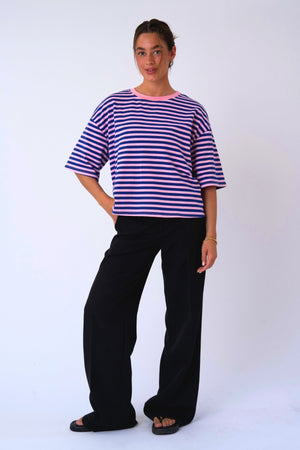 Zoe T-shirt - Blue/Light Pink