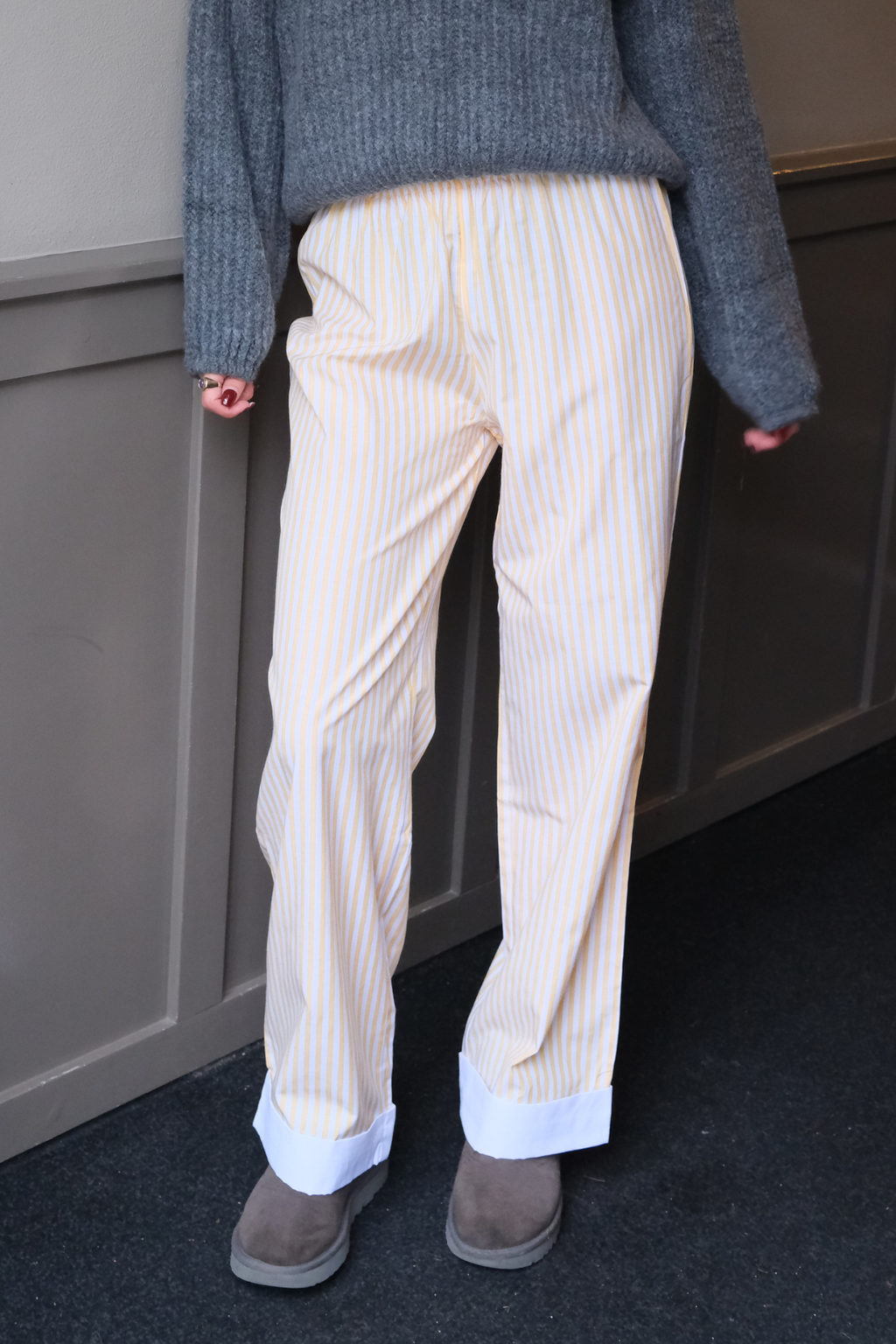 Ριγέ Pants - κίτρινο