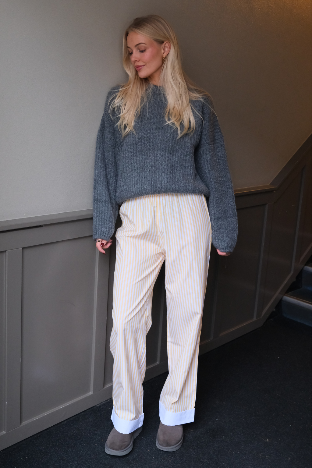 Ριγέ Pants - κίτρινο