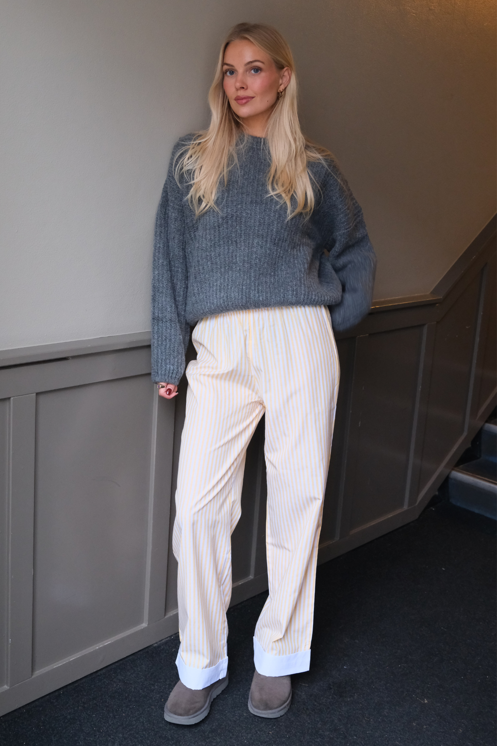 Ριγέ Pants - κίτρινο