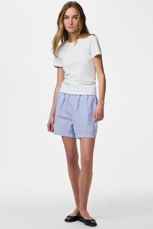 Olly Ψηλόμεση Shorts - Ορτανσία ρίγες-Λευκό λευκό