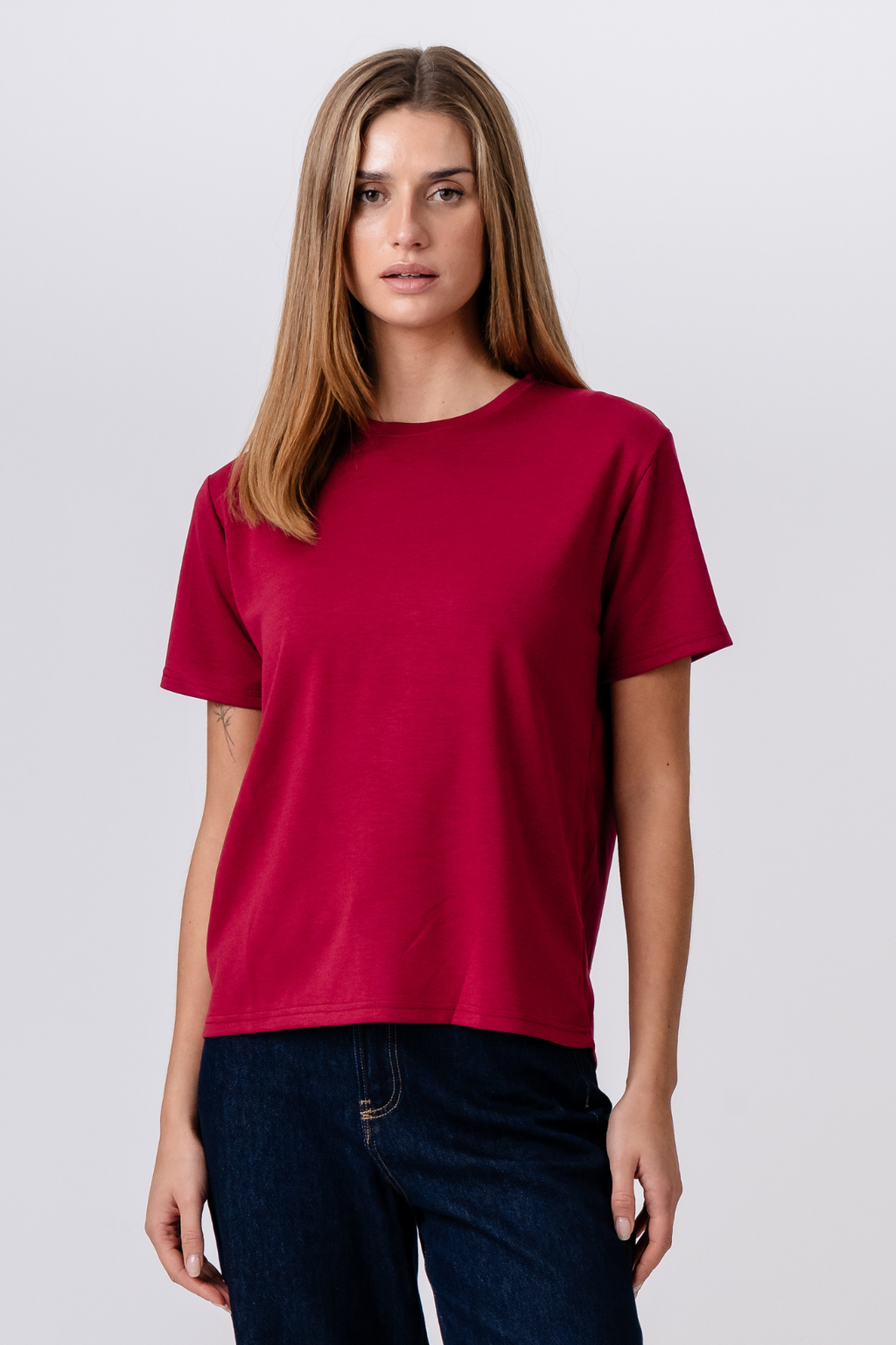 Leah Loose T -shirt - Βουργουνδία
