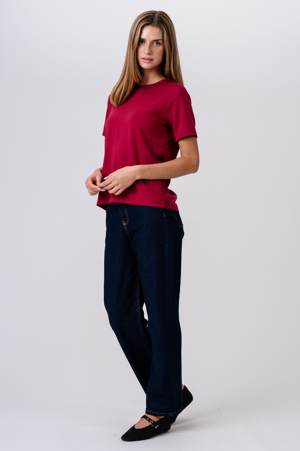 Leah Loose T -shirt - Βουργουνδία