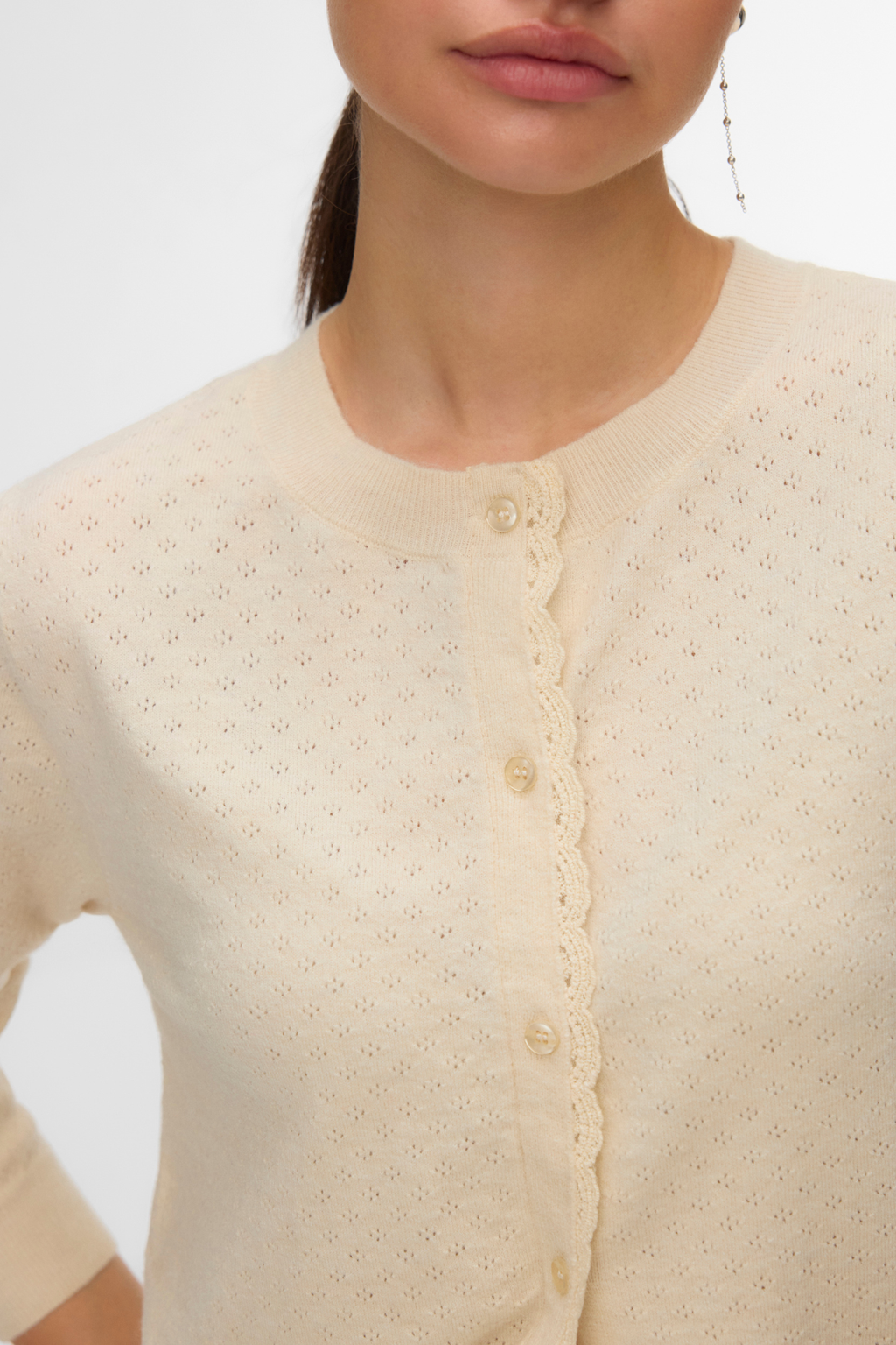 Marina Pointelle Cardigan - Birch