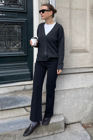 Πλεκτή ζακέτα - σκούρο γκρι melange