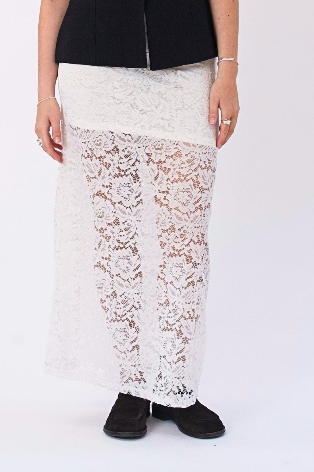 Amara Lace Maxi Skirt - White
