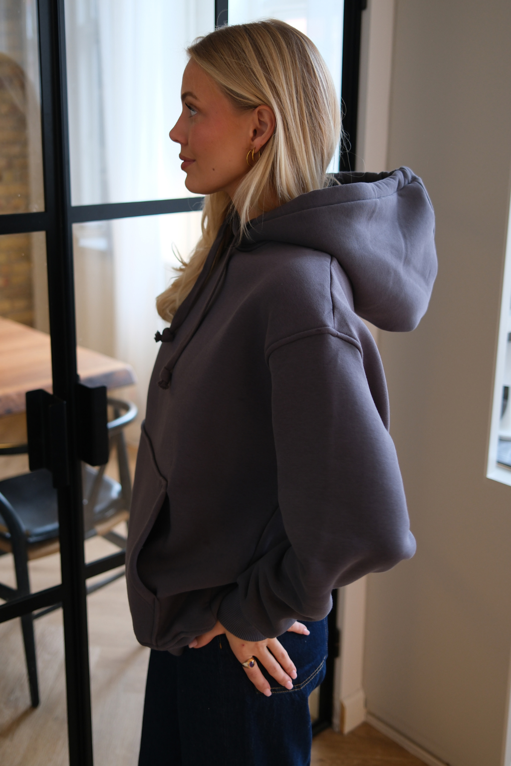 Στέλλα Oversized Hoodie - Σκούρο Γκρι