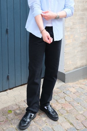 Χαλαρά τζιν προσαρμογής - Στερεό μαύρο