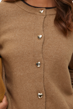 Fiona Short Button Cardigan - Silver Mink Melange