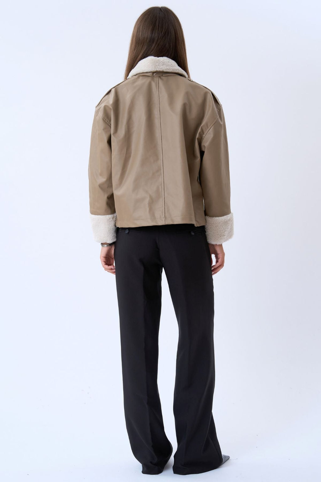 Faux Leather Searling Jacket - Beige