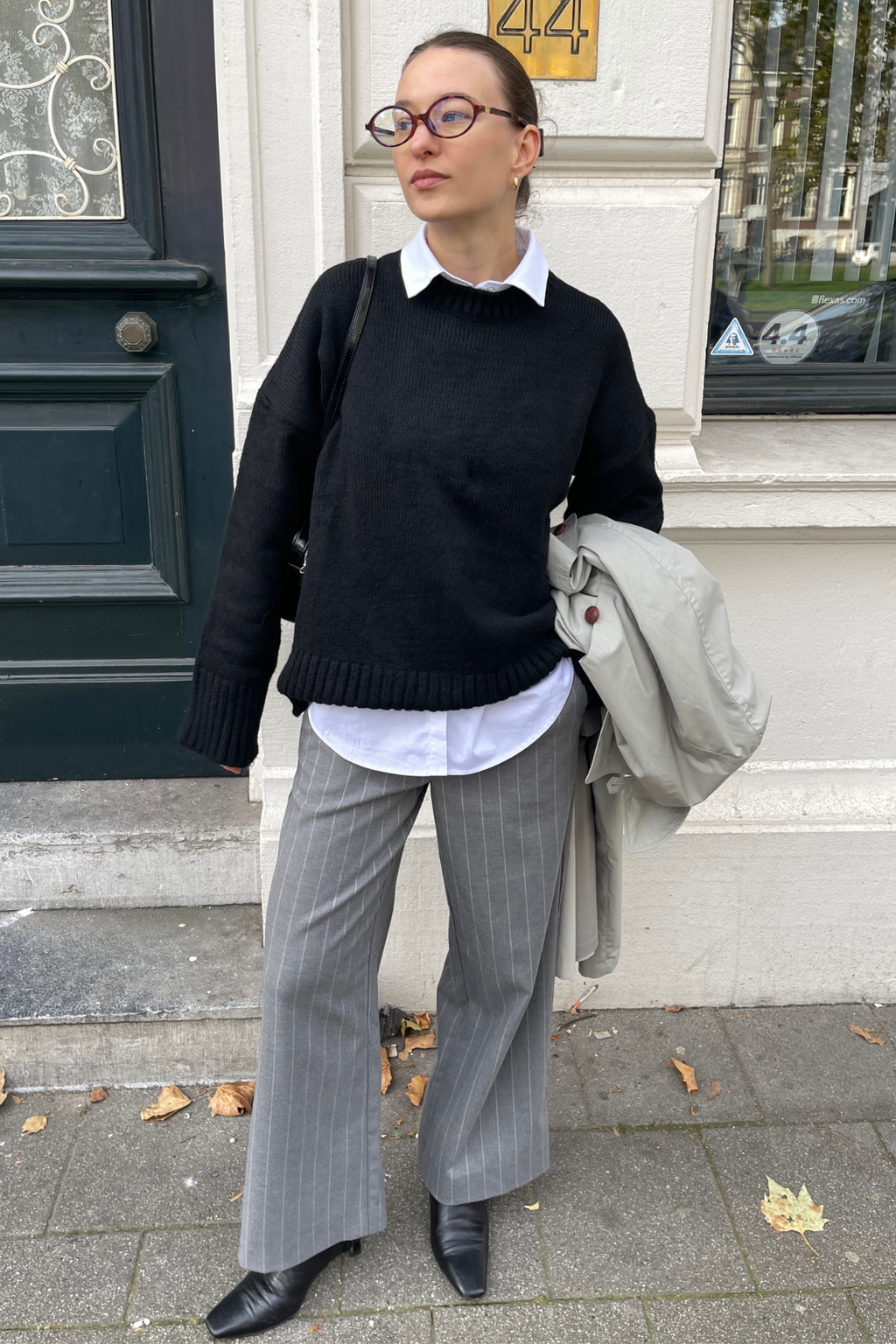 Lisa Wide Pant AOP - Μεσαίο γκρι Melange