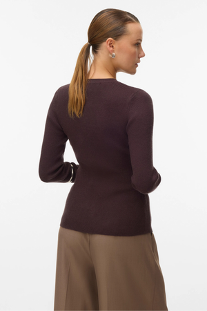 Ukino o -neck knit ζακέτα - δαμάσκηνο σοκολάτας