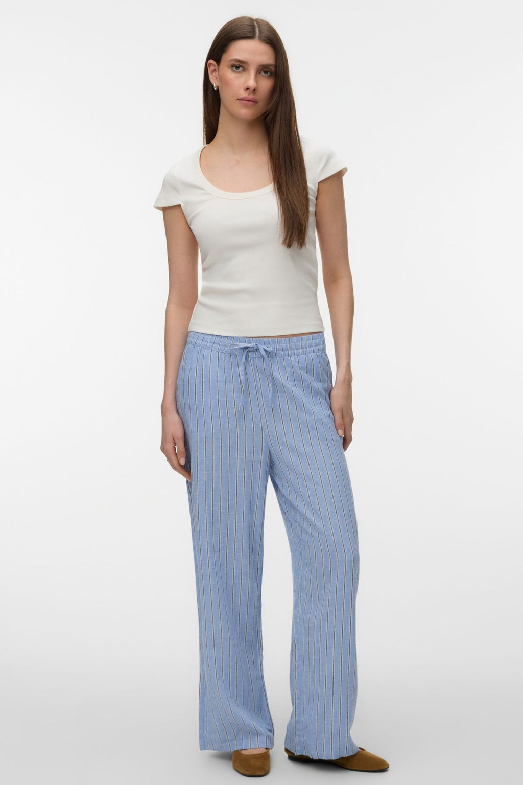 Linn HW Pants - Cornflower Blue-Liva Navy Blazer
