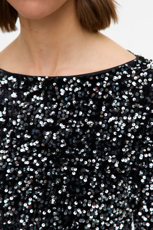 Bella Short Dress - Μαύρο ασημένιο