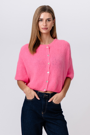Mary Short Sleeved Knit - Baby Pink