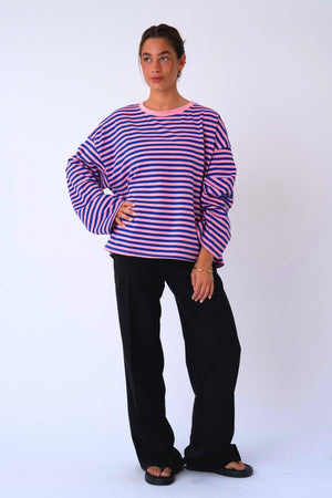 Cleo Blouse - Blue/Pink