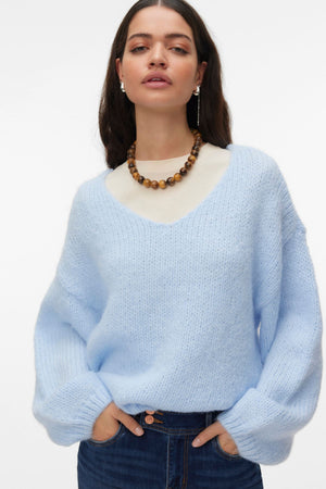 Ίσως 2way V-Neck Πουλόβερ - Cashmere Blue