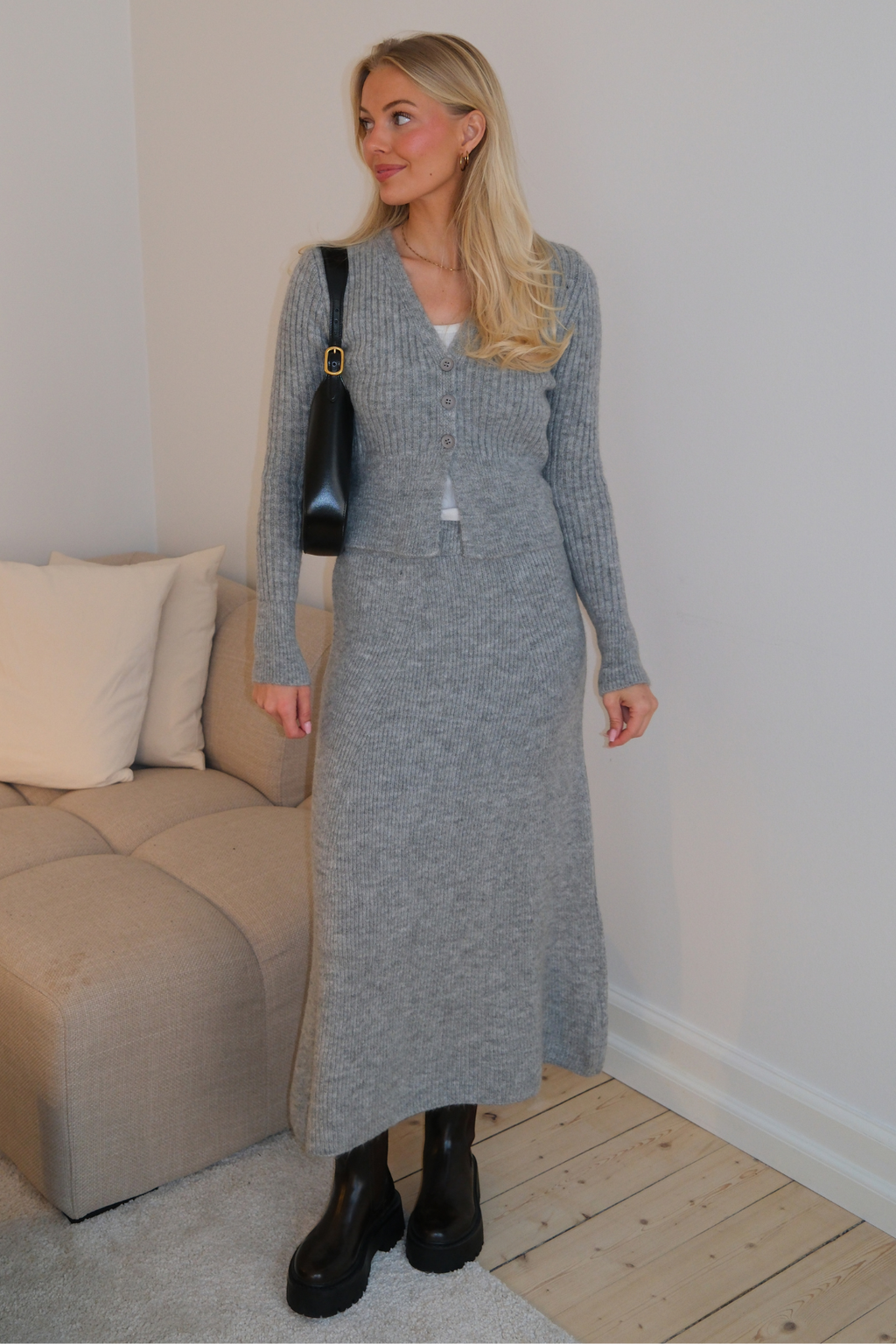 Nova Tie Blouse Knit - Grey