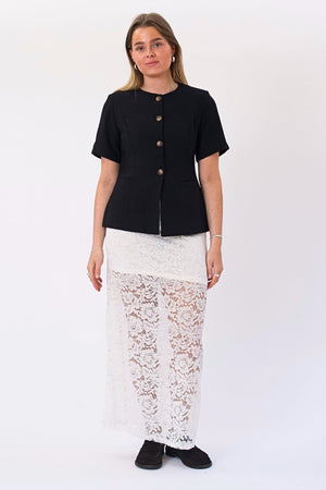 Amara Lace Maxi Skirt - White