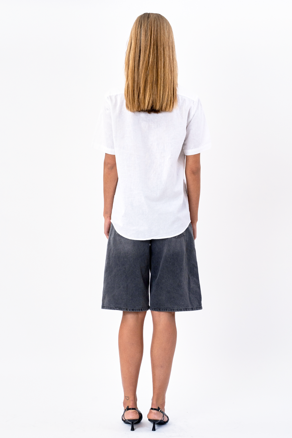 Short Sleeve Linen Shirt - White