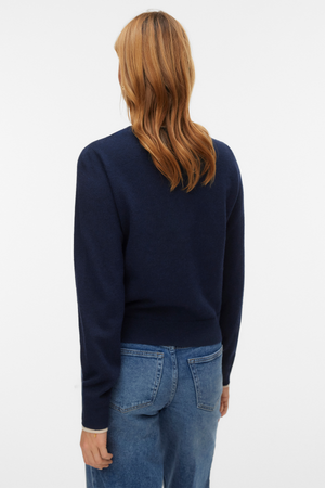 Υπέροχη ζακέτα με λαιμόκοψη - Navy Blazer w. Σημύδα