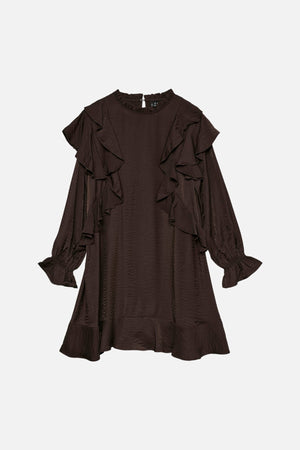 Lizzi Short Flounce Dress - Σοκολάτα Torte