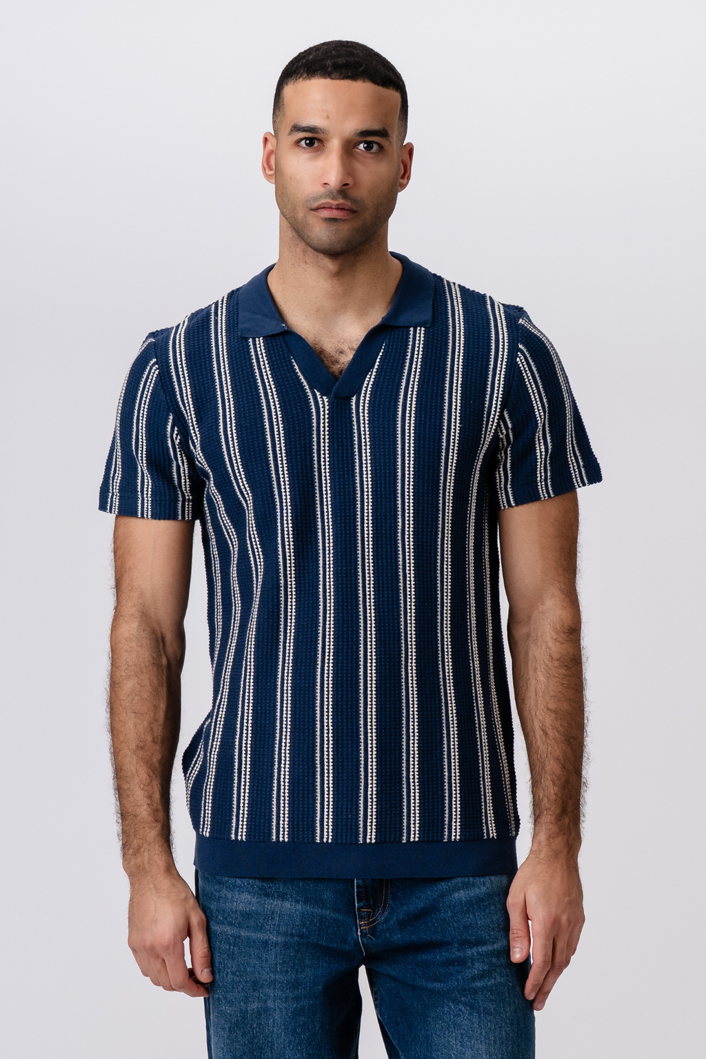 Ριγέ πουλόβερ - μπλε