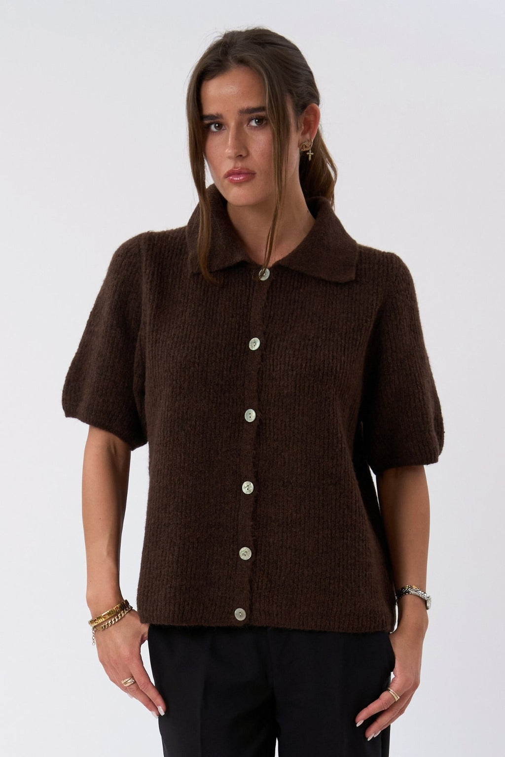 Alba Polo Knit - Chocolate
