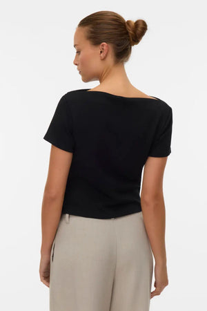 Mille Boatneck Short Top - Μαύρο